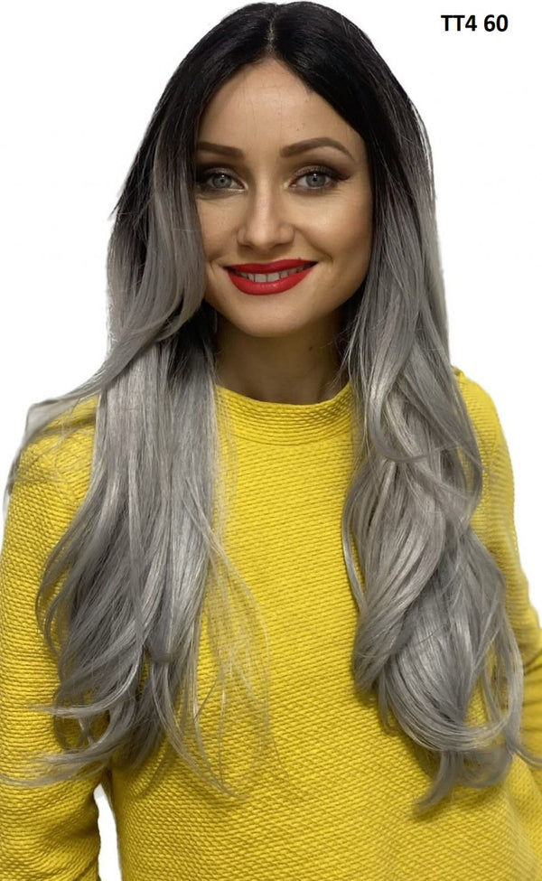 Peruca lunga Amiya, carare realista, culoare ombre TT4/60